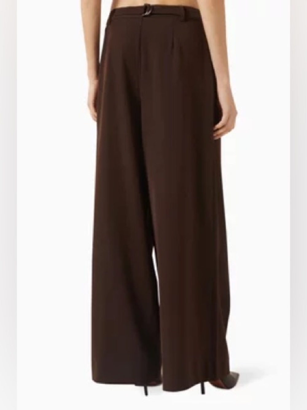 Wide Leg Pleated Pants in Brown